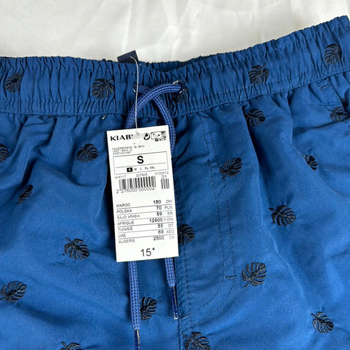 Blue Swim shorts with leaves